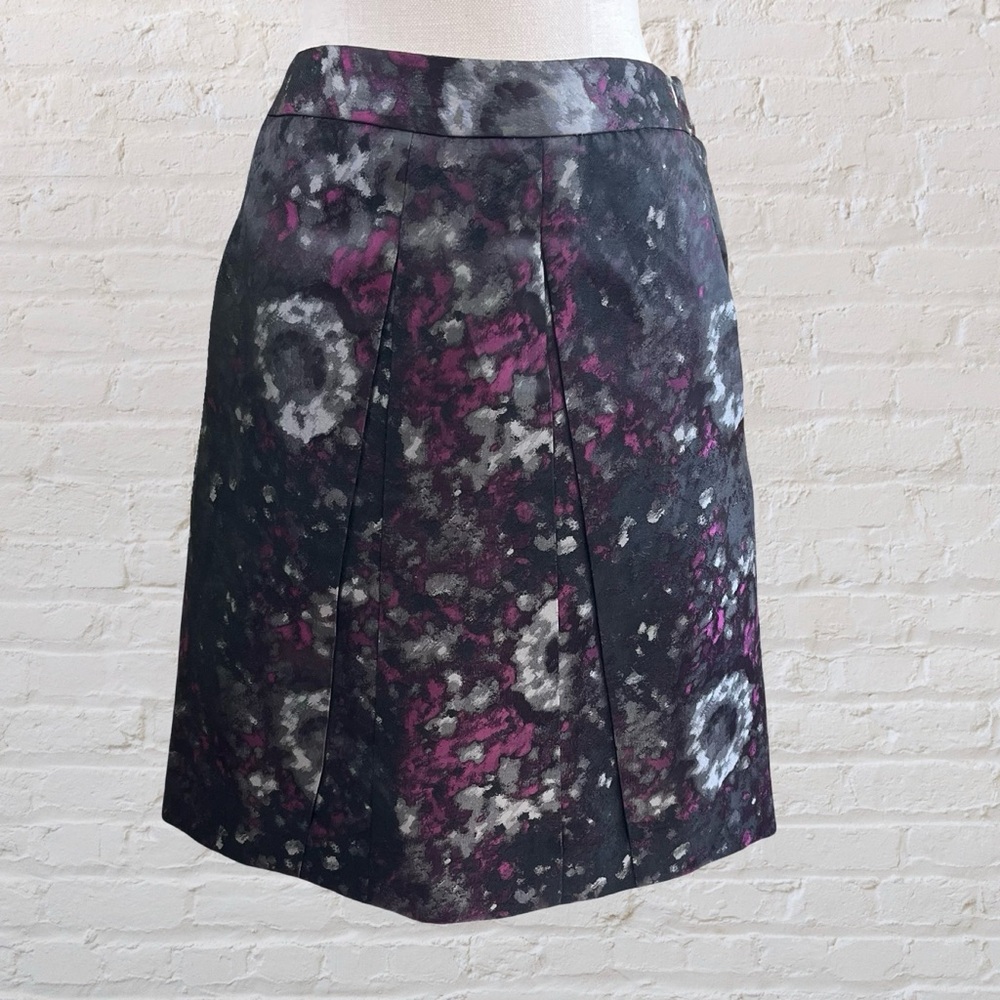 Anne Klein Black and Purple Patterned Pencil Skirt